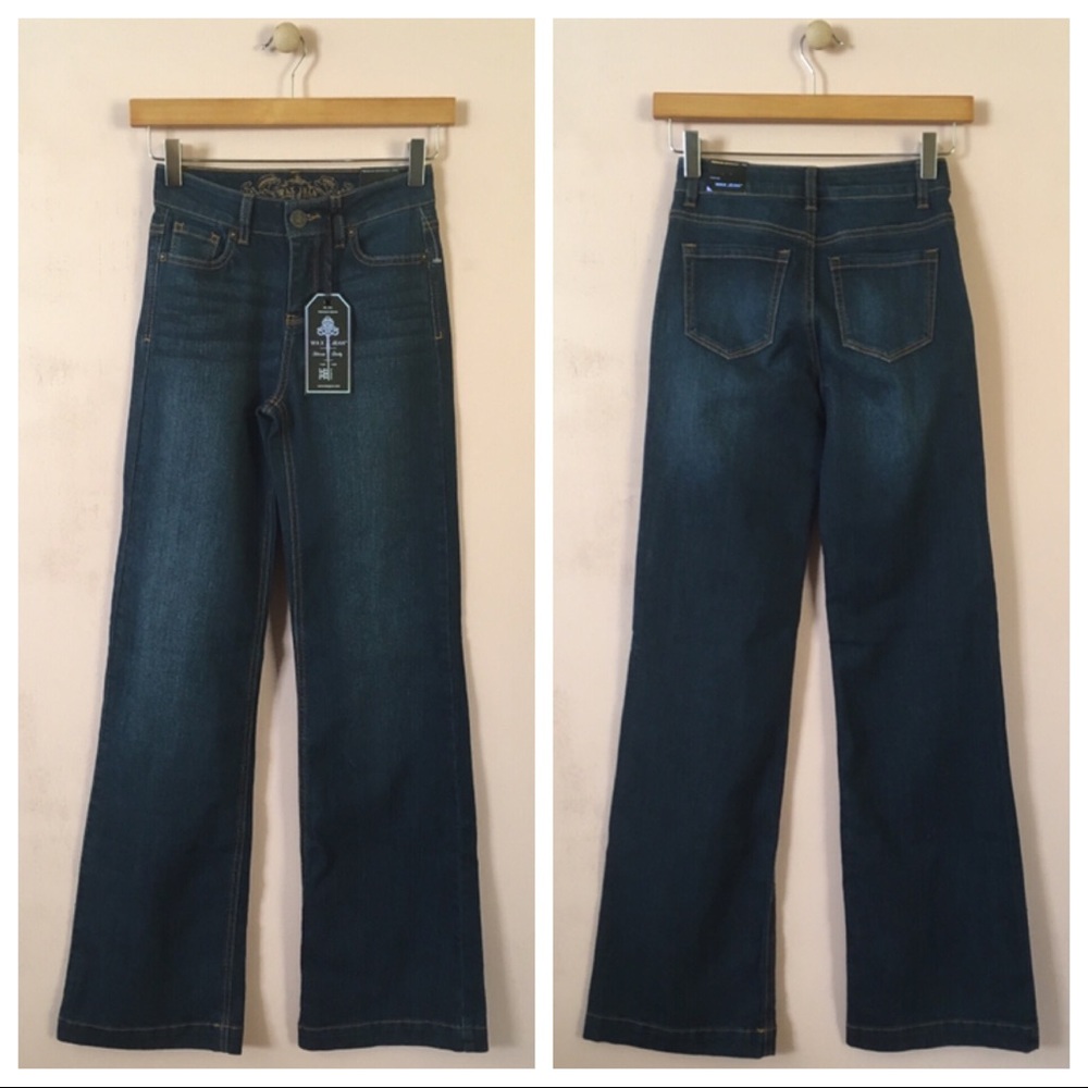 Size 0 Wax Jean Dark Wash Wide Leg Jeans BNWT